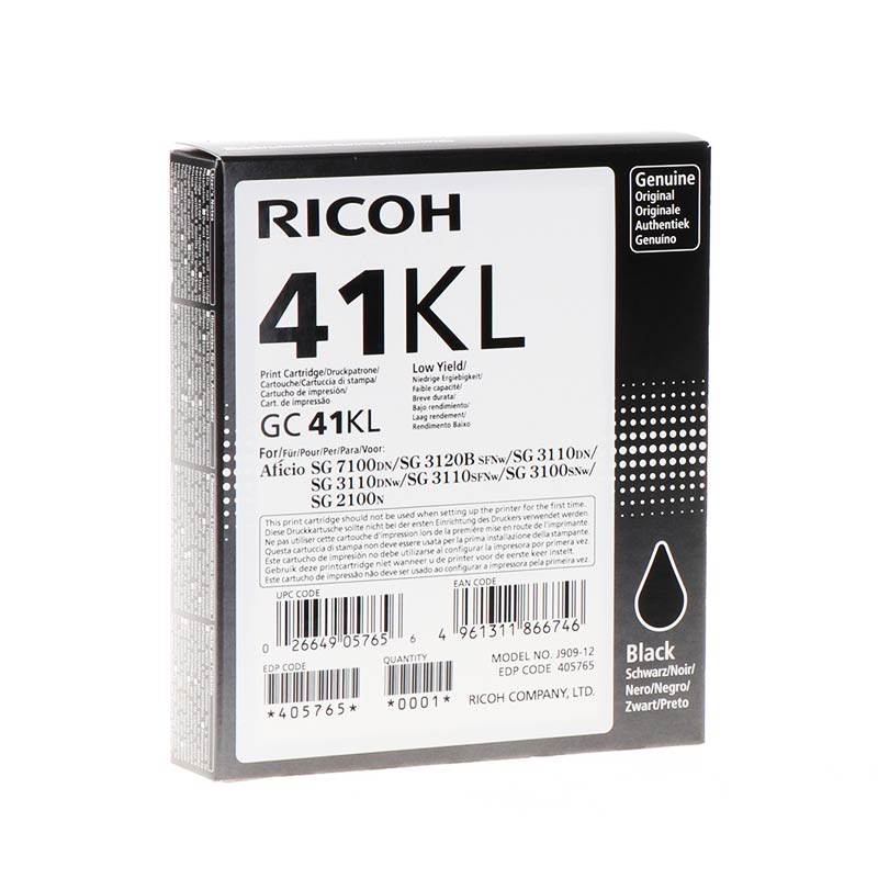 Ricoh GC41KL Negro Cartucho de Gel Original - 405765