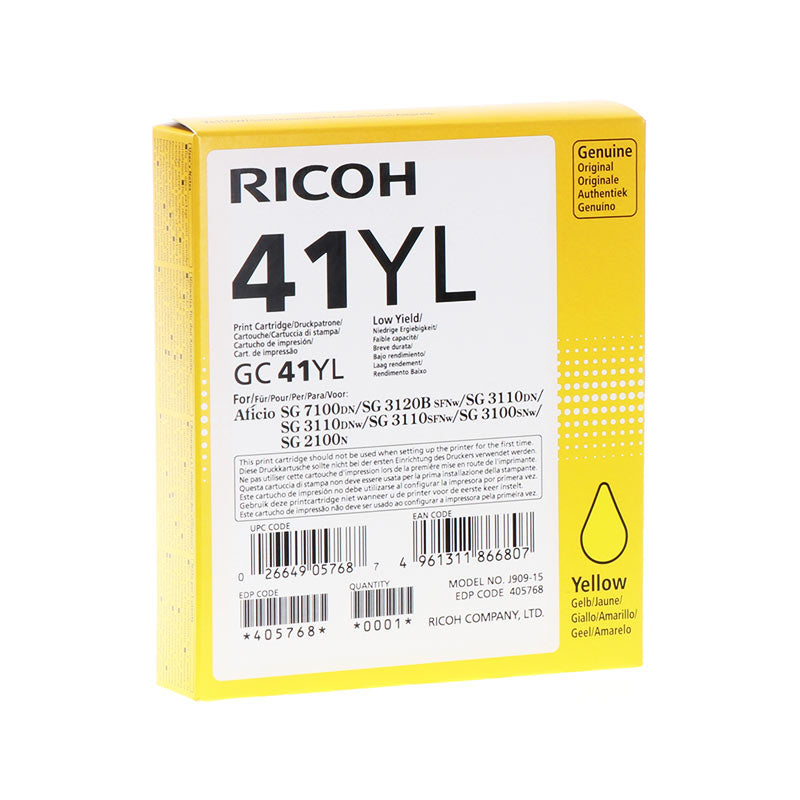 Ricoh GC41YL Amarillo Cartucho de Gel Original - 405768