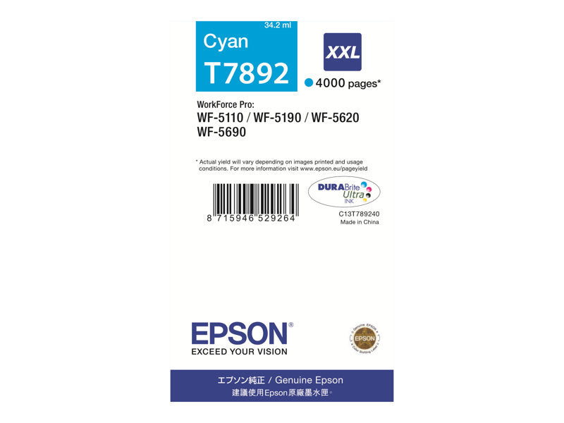 Epson T7892 Cyan Cartucho de Tinta Original - C13T789240