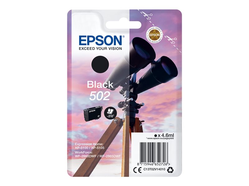 Epson 502 Negro Cartucho de Tinta Original - C13T02V14010