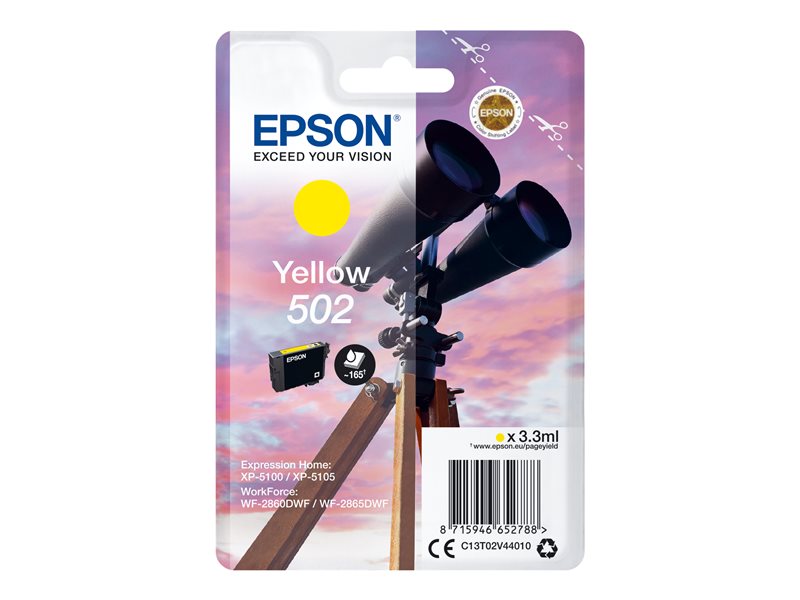 Epson 502 Amarillo Cartucho de Tinta Original - C13T02V44010