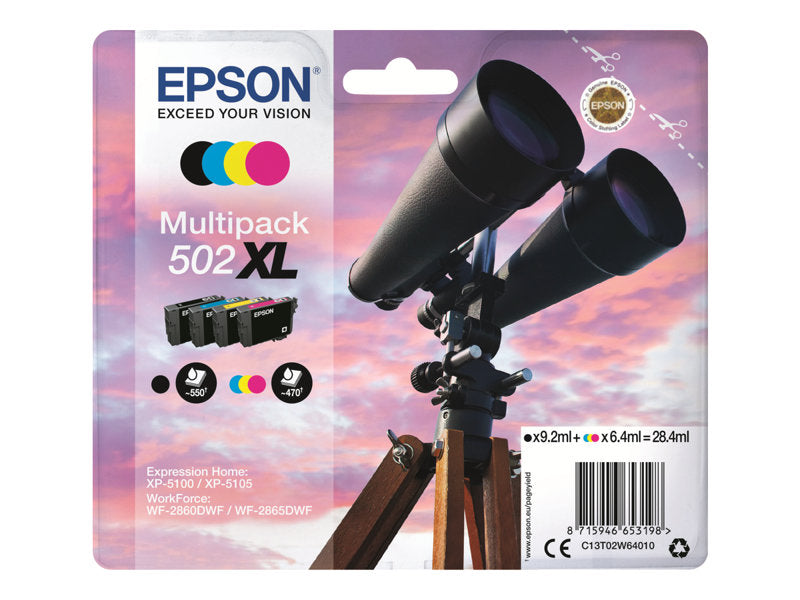 Epson 502XL Pack de 4 Cartuchos de Tinta Originales - C13T02W64010