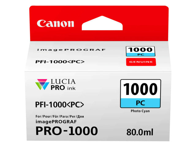 Canon PFI1000 Cyan Photo Cartucho de Tinta Original - PFI1000PC/0550C001