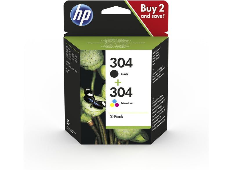HP 304 Negro + Color Pack de 2 Cartuchos de Tinta Originales - 3JB05AE