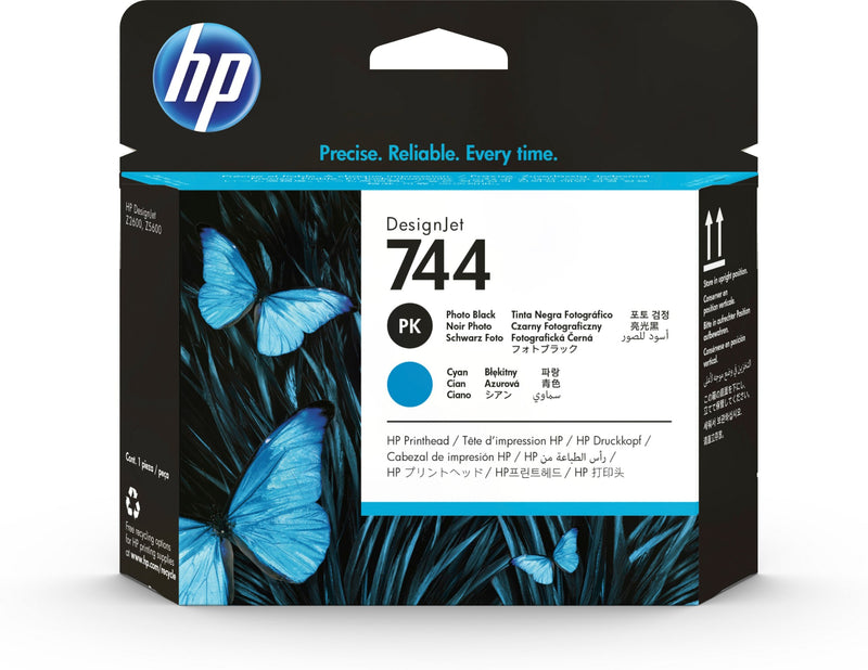 Hp 744 F9J86A Negro Foto y Cian Cabezal de Tinta Original