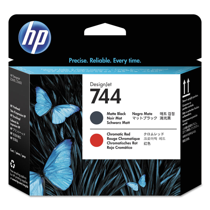 Hp 744 F9J88A Negro Mate y Rojo Cromático Cabezal de Tinta Original