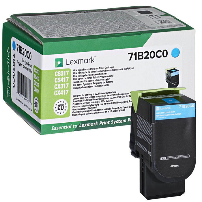 Lexmark CS317/CS417/CS517/CX317/CX417/CX517 Cyan Cartucho de Toner Original - 71B20C0/71B0020