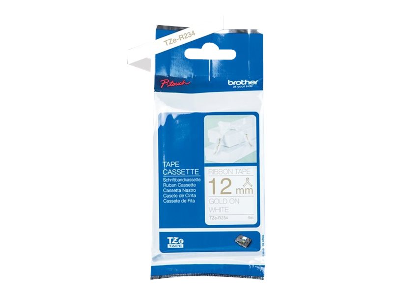 Brother TZER234 Texto Dorado fondo Blanco Cinta Original