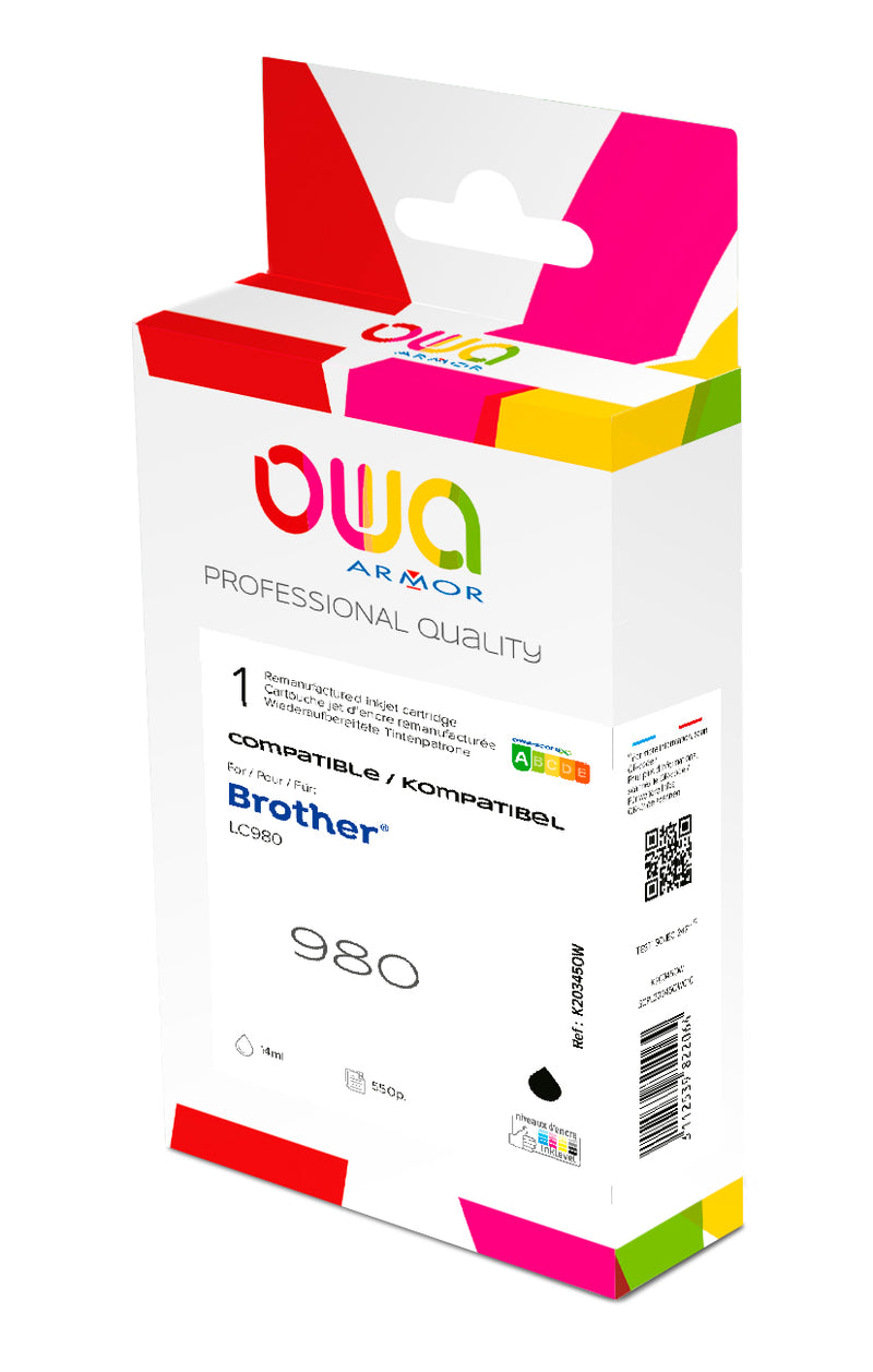 Armor Owa LC980BK Negro Tinta Compatible Premium Brother