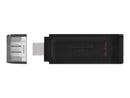 Kingston DataTraveler 70 Memoria USB Tipo C 64GB - USB-C 3.2 Gen 1 - Con Tapa - Color Negro (Pendrive)