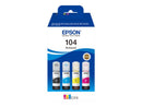 Epson 104 Pack de 4 Botellas de Tinta Originales - C13T00P640