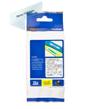 Brother TZEM65 Texto Blanco fondo Transparente Cinta Original