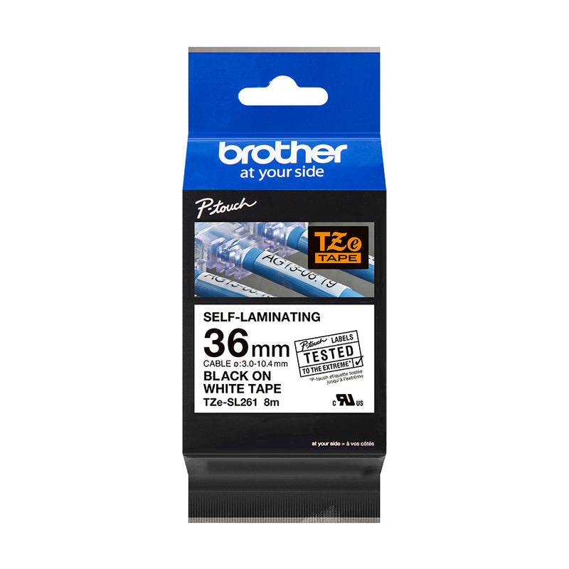 Brother TZESL261 Texto Negro fondo Blanco Cinta Original
