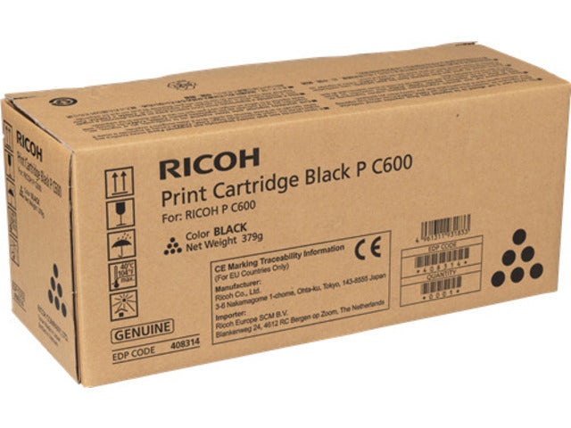 Ricoh PC600 Negro Cartucho de Toner Original - 408314/P C600BK