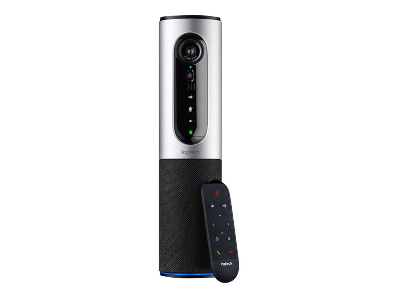 Logitech ConferenceCam Connect Sistema de Videoconferencias Portatil Webcam HD 1080p - USB 2.0 - Bluetooth - Microfonos y Altavoz Integrados - Enfoque Automatico - Angulo de Vision 90º - Color Negro/Plata