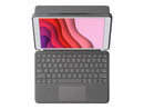 Logitech Combo Touch Funda con Teclado Retroiluminado Inalambrico para iPad 7ª y 8ª Generacion 10.2" - Trackpad - Escritura, Visualizacion, Dibujo y Lectura - Color Gris