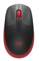 Logitech M190 Full Size Raton Inalambrico USB 1000dpi - 3 Botones - Gran Tamaño - Uso Ambidiestro - Color Negro/Rojo