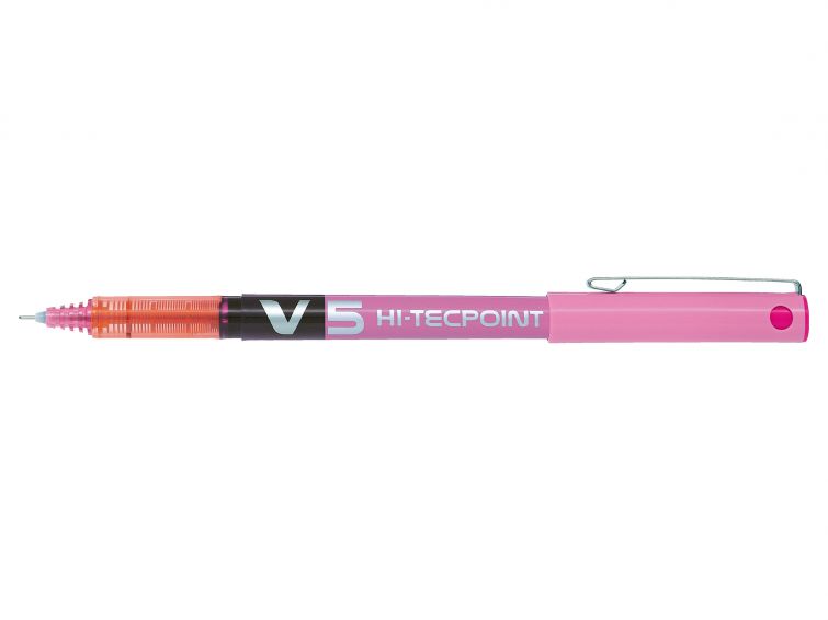 Pilot Boligrafo de tinta liquida V5 HI-Tecpoint Rollerball - Punta fina de aguja 0.5mm - Trazo 0.3mm - Color Rosa (Pack de 12 unidades)