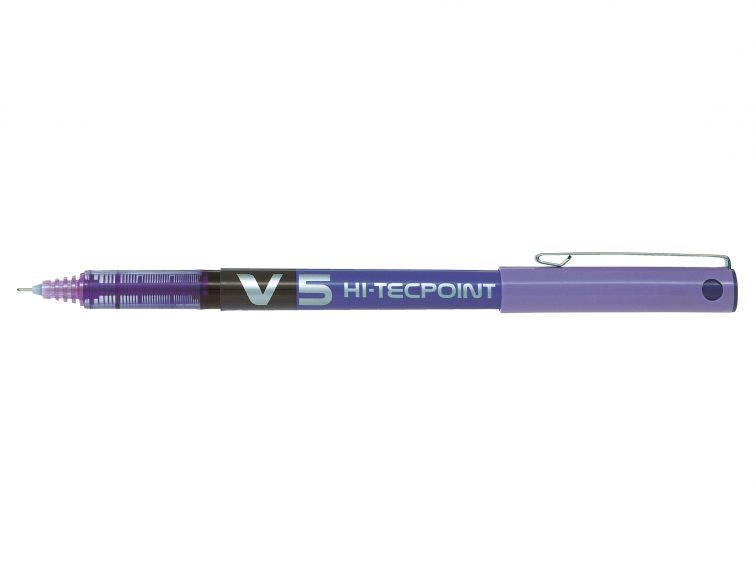 Pilot Boligrafo de Tinta Liquida V5 HI-Tecpoint Rollerball - Punta Fina de Aguja 0.5mm - Trazo 0.3mm - Color Violeta (12 unidades)