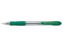 Pilot Boligrafo de Bola Retractil SuperGrip - Punta Redonda 1.0mm - Trazo 0.27mm - Tinta de Aceite - Grip Ergonomico - Color Verde (12 unidades)