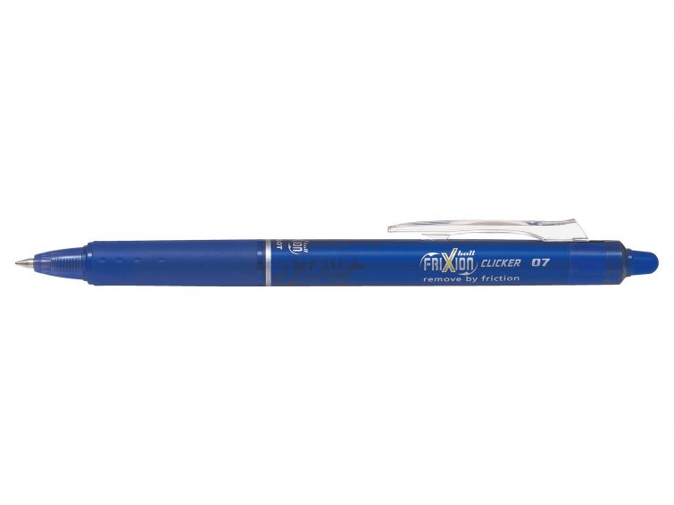 Pilot Boligrafo de gel borrable retractil Frixion Clicker - Punta de bola redonda 0.7mm - Trazo 0.4mm - Color Grip ergonomico - Azul (Pack de 12 unidades)