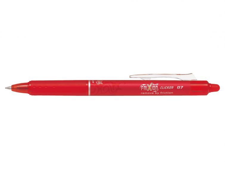 Pilot Boligrafo de Gel Borrable Retractil Frixion Clicker - Punta de Bola Redonda 0.7mm - Trazo 0.4mm - Grip Ergonomico - Color Rojo (Pack de 12 unidades)