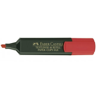 Faber-Castell Rotulador Marcador Fluorescente Textliner 48 - Punta Biselada - Trazo entre 1.2mm y 5mm - Tinta con Base de Agua - Color Rojo (Pack de 10 unidades)