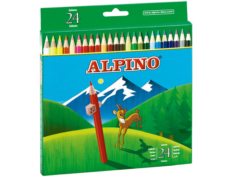 Alpino Pack de 24 Lapices de Colores Creativos - Mina de 3mm - Resistente a la Rotura - Bandeja Extraible - Colores Vivos y Brillantes Surtido