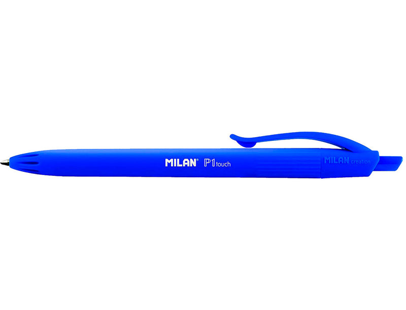 Milan P1 Touch Boligrafo de Bola Retractil - Punta Redonda 1mm - Tinta con Base de Aceite - Escritura Suave - 1.200m de Escritura - Color Azul (25 unidades)