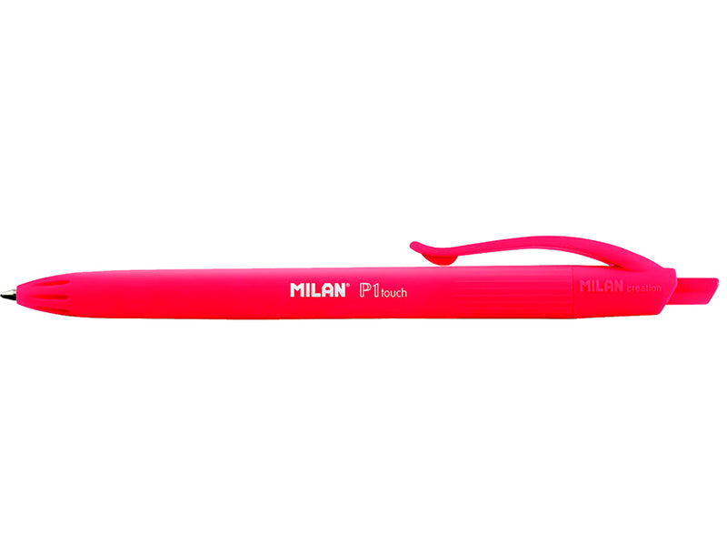Milan Caja 25 uds bolígrafo P1 retráctil 1 mm touch rojo