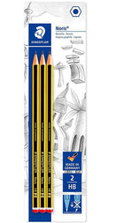 Staedtler Noris 120 Pack de 3 Lapices de Grafitito Hexagonales - Mina 2HB - Resistencia a la Rotura - Madera de Bosques Sostenibles