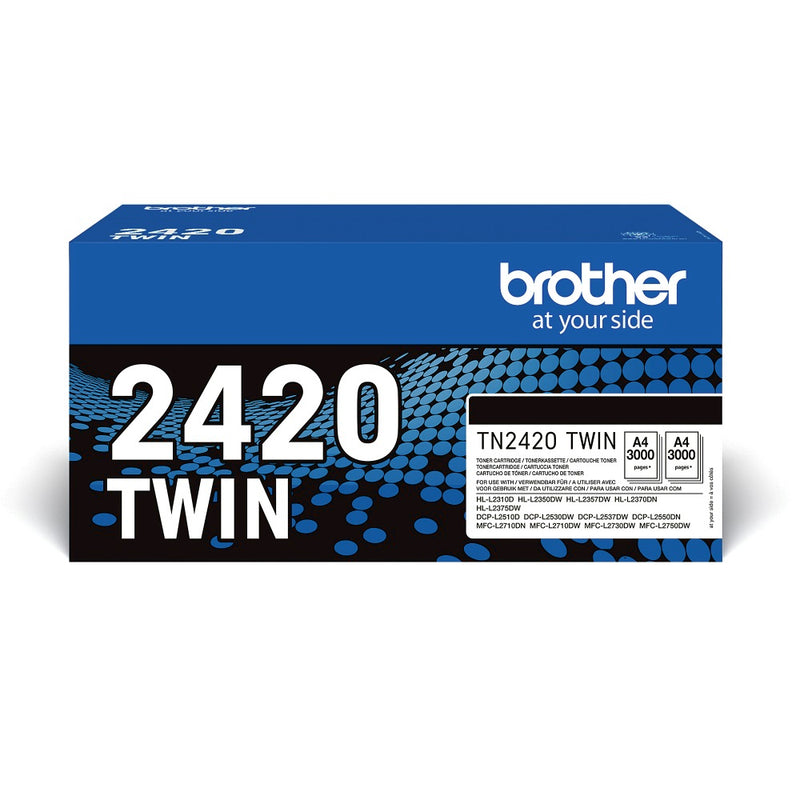 Brother TN2420 Negro Pack de 2 Cartuchos de Toner Originales - TN2420TWIN