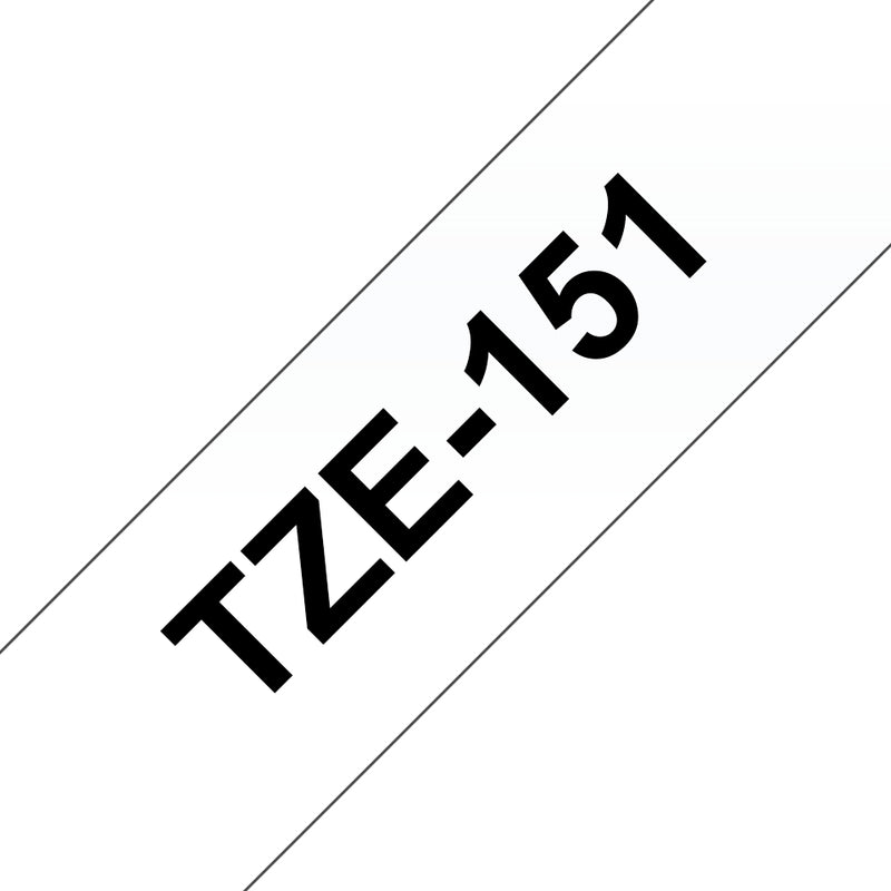 Compatible Brother TZ151 Cinta rotuladora laminada fondo transparente texto negro 24mmx8m