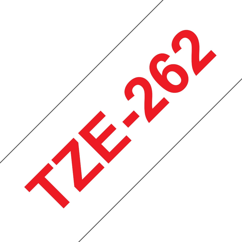 Compatible Brother TZ262 Cinta rotuladora laminada fondo blanco texto rojo 36mmx8m