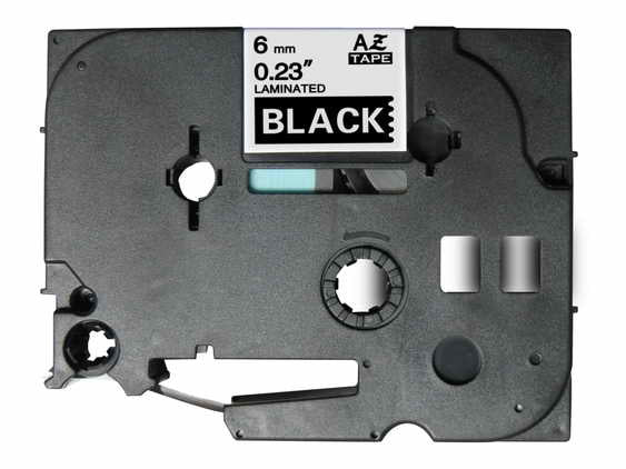 Compatible Brother TZ315 Cinta rotuladora laminada fondo negro texto blanco 6mmx8m
