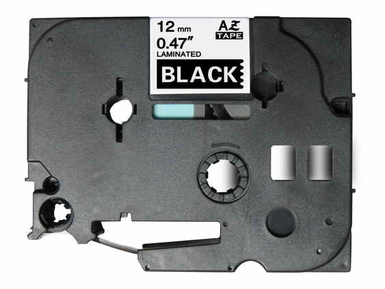 Compatible Brother TZ335 Cinta rotuladora laminada fondo negro texto blanco 12mmx8m
