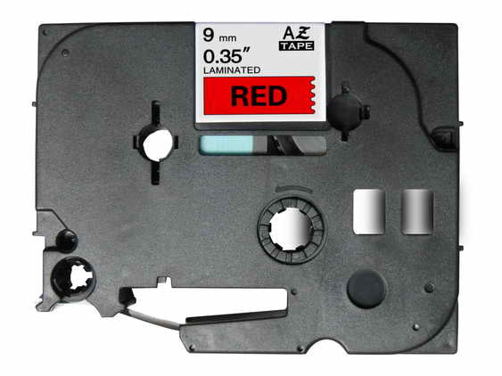 Compatible Brother TZ421 Cinta rotuladora laminada fondo rojo texto negro 9mmx8m