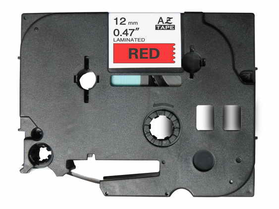 Compatible Brother TZ431 Cinta rotuladora laminada fondo rojo texto negro 12mmx8m