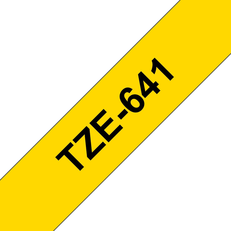 Compatible Brother TZ641 Cinta rotuladora laminada fondo amarillo texto negro 18mmx8m