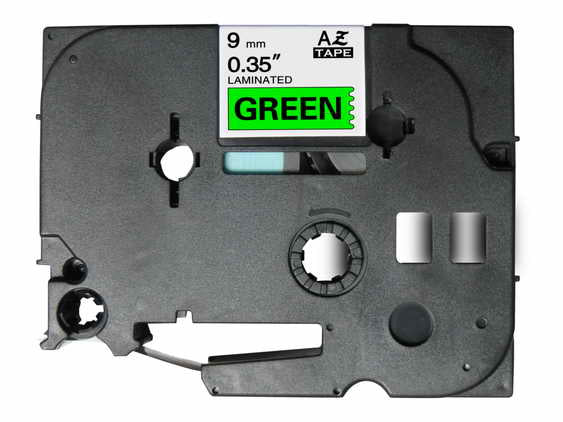 Compatible Brother TZ721 Cinta rotuladora laminada fondo verde texto negro 9mmx8m