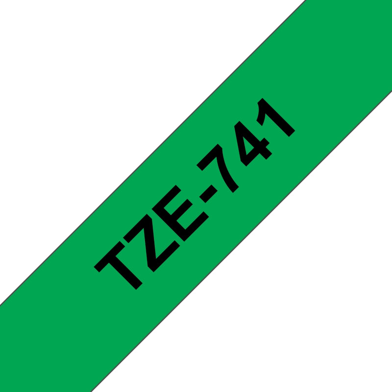 Compatible Brother TZ741 Cinta rotuladora laminada fondo verde texto negro 18mmx8m