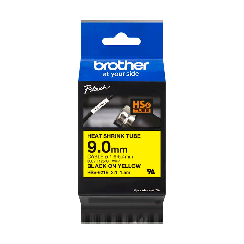 Brother HSE621E Texto Negro fondo Amarillo Cinta Original