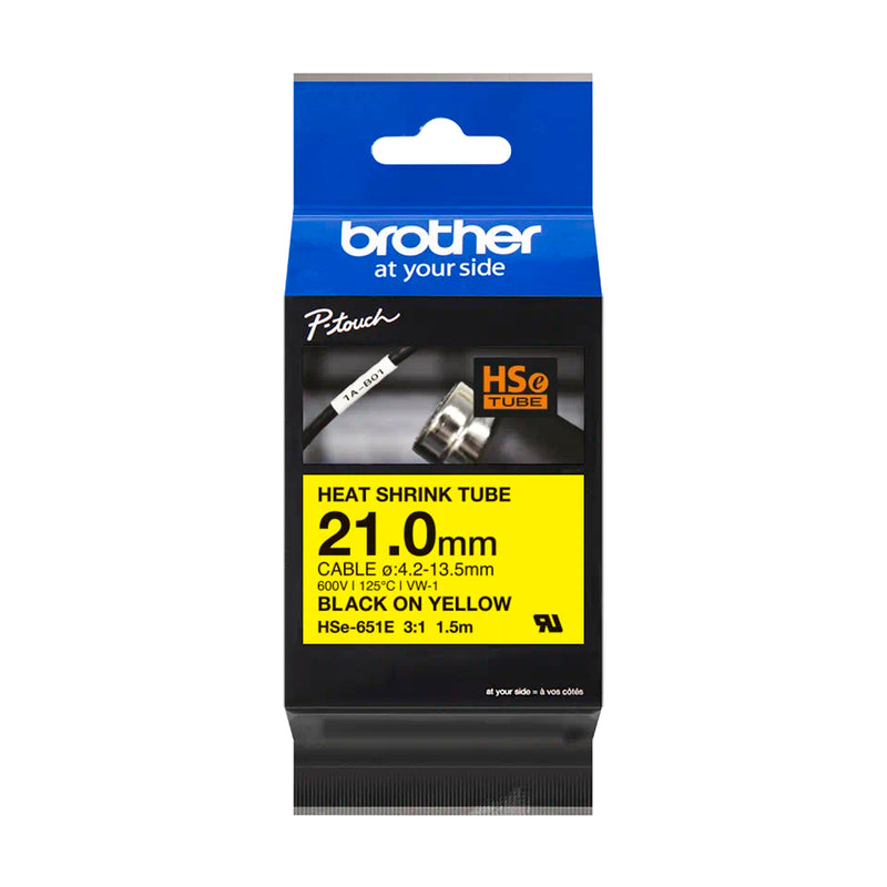 Brother HSE651E Texto Negro fondo Amarillo Cinta Original