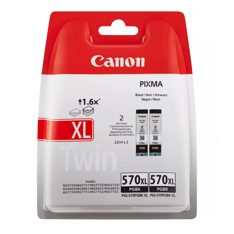 Canon PGI570XL Negro Pack de 2 Cartuchos de Tinta Originales - 0318C007