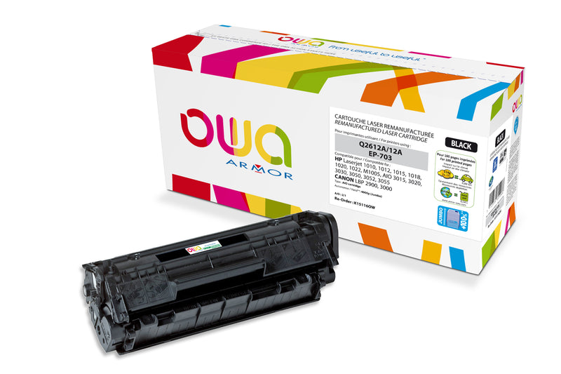 Armor Owa 12A Q2612AXL Negro Cartucho de Tóner Compatible Premium Hp