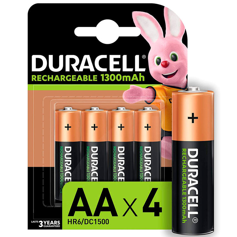 Duracell Pilas Recargables NiHM AA LR6 1.2V 1300mAh - Precargadas - 4 Unidades