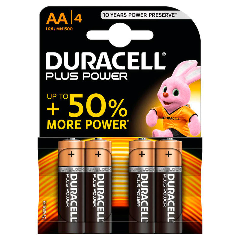 Duracell MN1500B4 Pilas Alcalinas AA LR6 1.5V Plus Power (4 unidades)