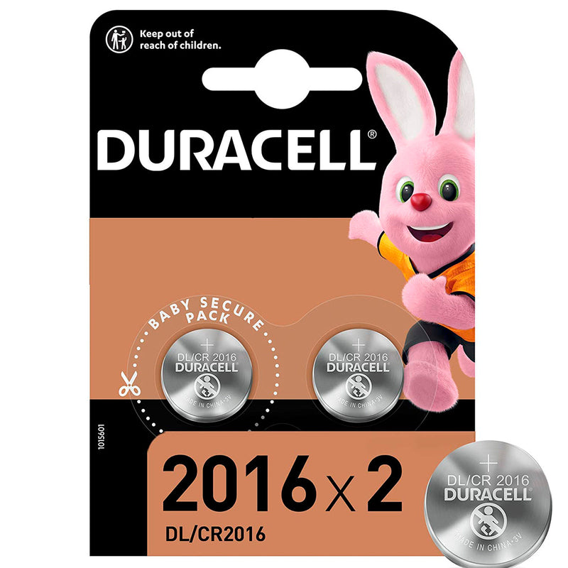Duracell Pack de 2 Pilas Litio de Boton DL2016 3V - Tecnologia Baby Secure