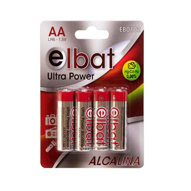 Elbat Pack de 4 Pilas Alcalinas LR6/AA