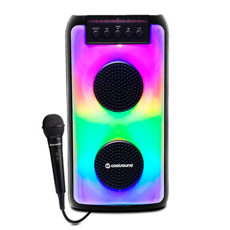 Coolsound Party Boom A370 Altavoz Portatil Bluetooth 50W 2x 3" - Iluminacion LED - USB, MicroSD, Jack3.5mm - Bateria 3.7V 1800mAh - Asa de Transporte- Microfono Incluido